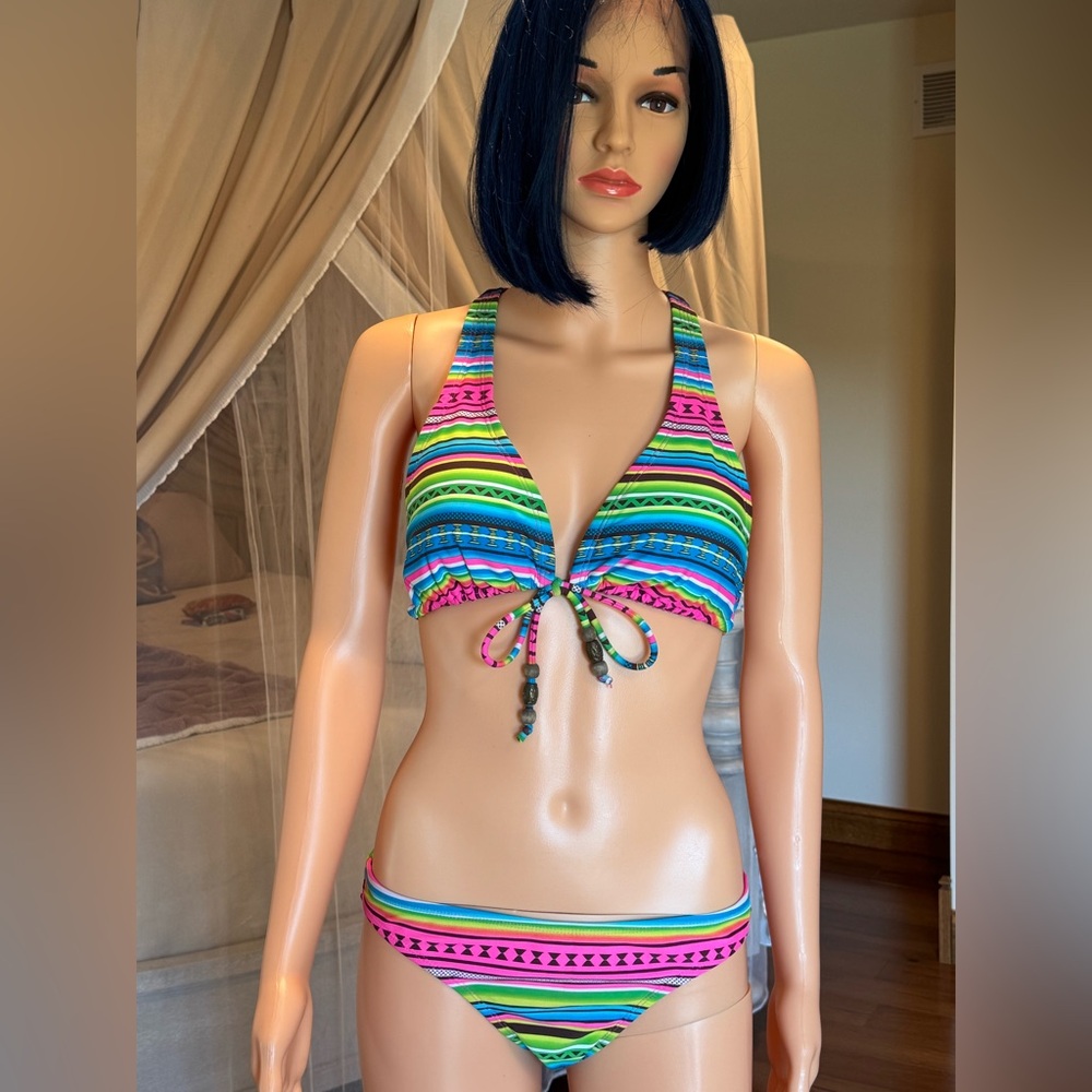 OP Striped Multicolor Bikini Set